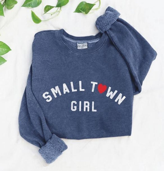 Small Town Girl Mineral Graphic Sweatshirt (Vintage Denim)
