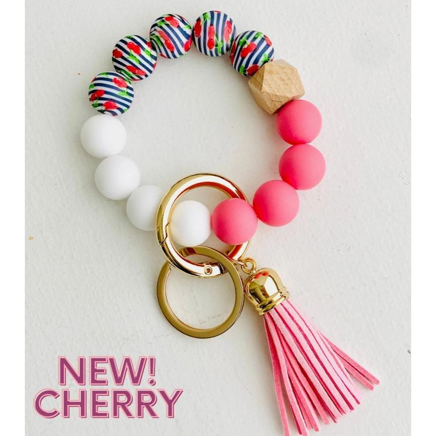 Bangle Keychain | Silicone Wristlet Key Ring | Bead Bracelet