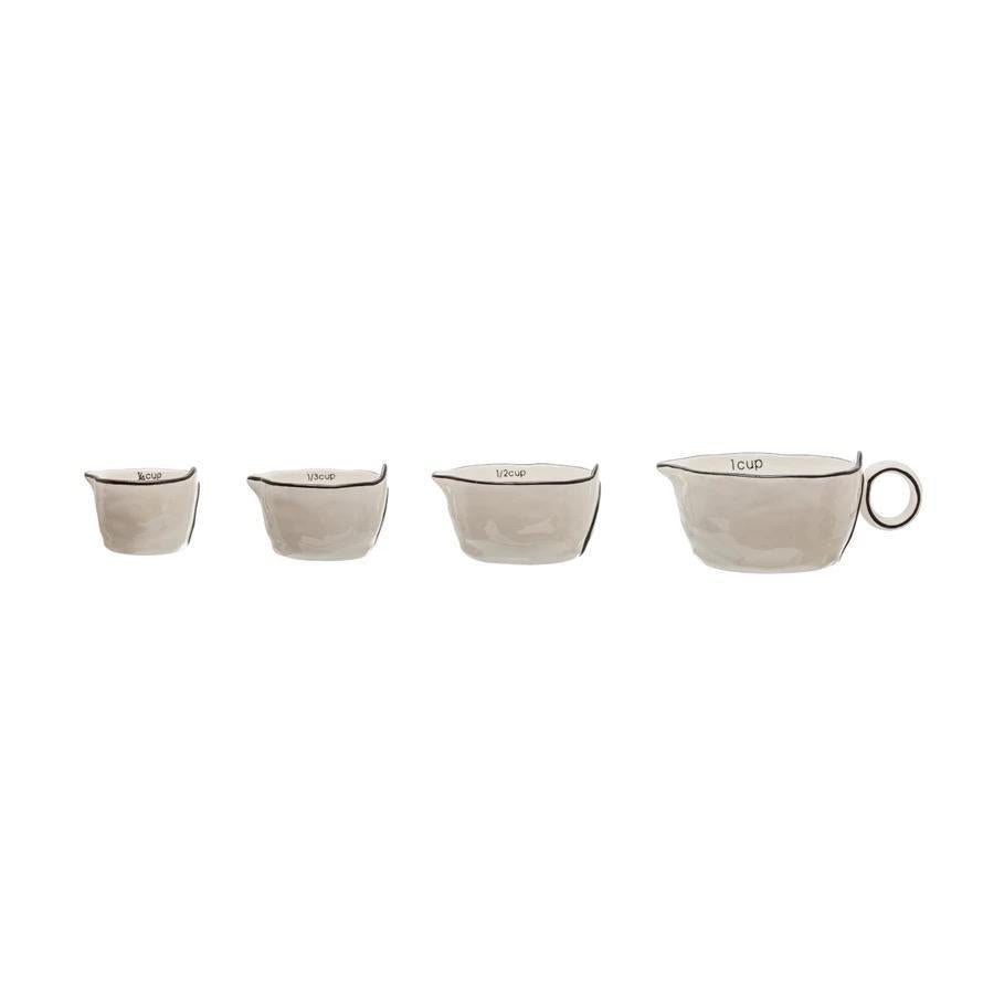 Stoneware Measuring Cups (Modern Black & White 4pc Set)