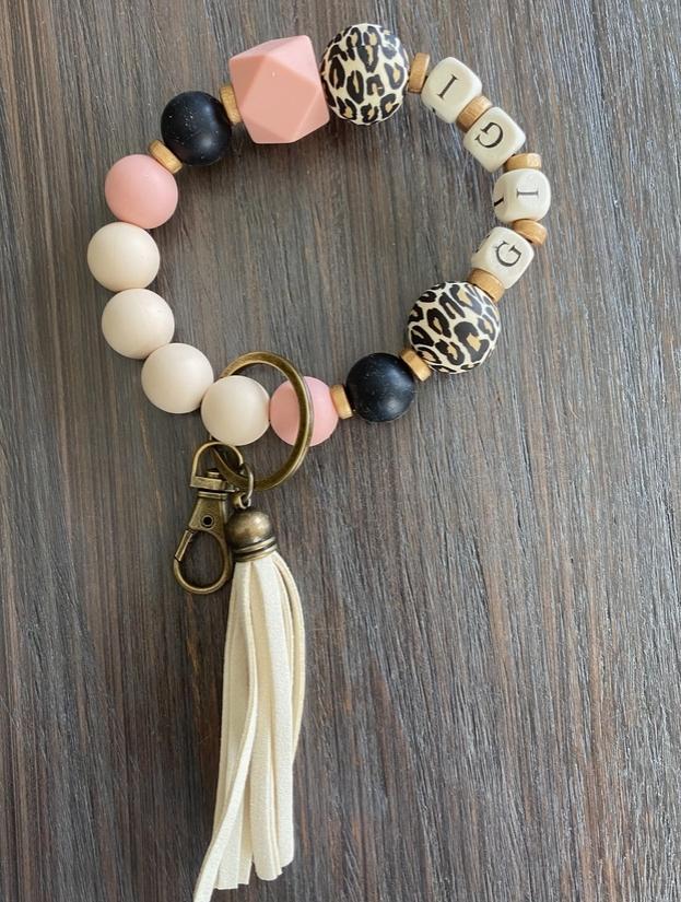 Silicone Name Block Keychain Wristlet