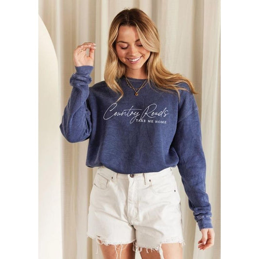 Country Roads Mineral Graphic Sweatshirt (Vintage Denim)