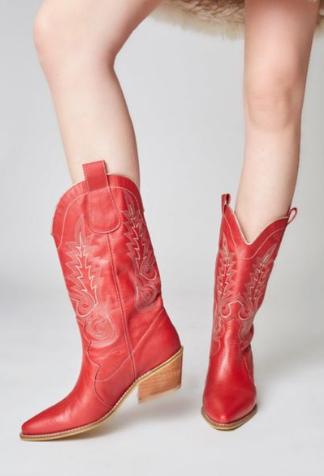 Loyal Western Cowboy Boots Red x Golden