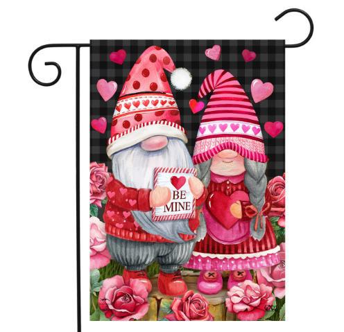 Valentine's Day Gnomes Garden Flag