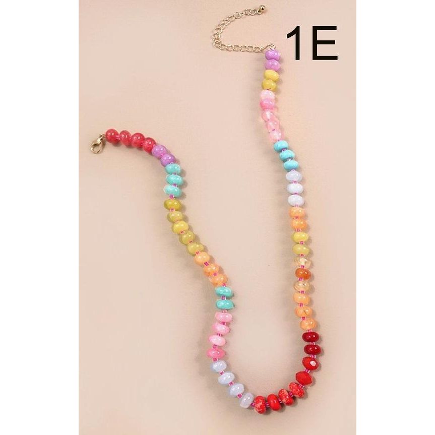 Natural Agate Glass Semi Precious Bead Necklace