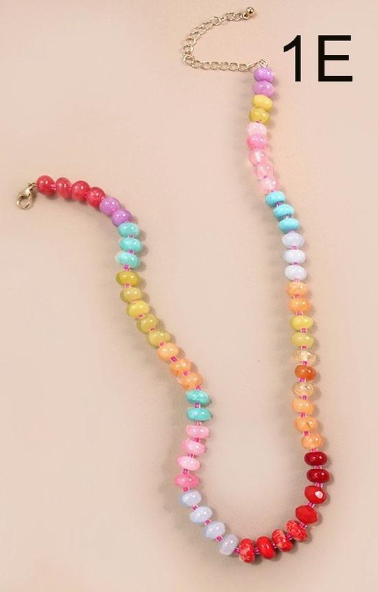 Natural Agate Glass Semi Precious Bead Necklace