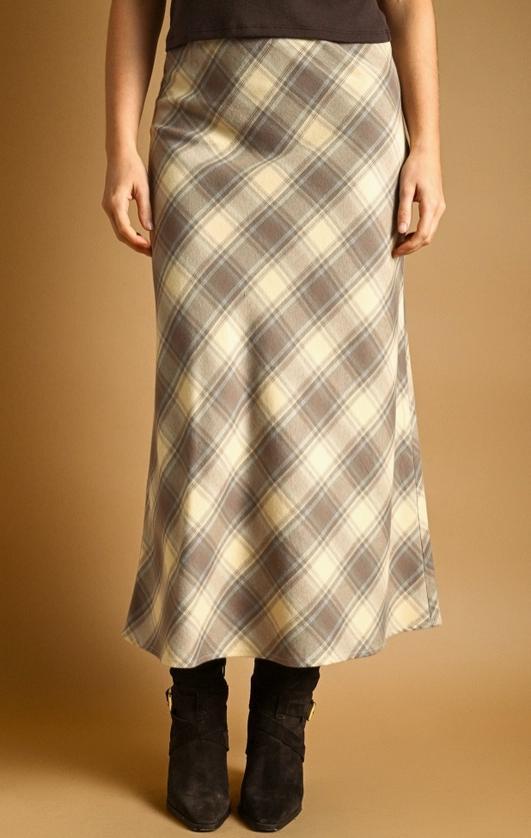 Plaid Patterned Bias Cut Midi Skirt