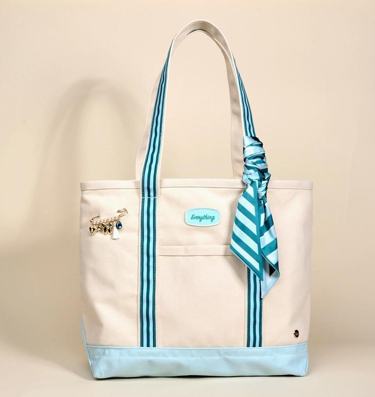 The Darling Canvas Tote Bag Sicily Stripes Teal