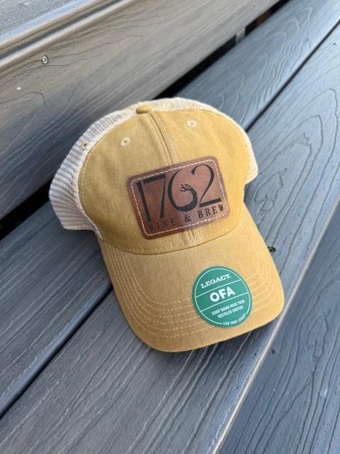 1762 Wine & Brew Legacy Khaki Mesh Leather Patch Hat