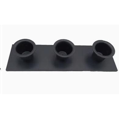 Rectangular Triple Wrought Iron Taper Holder