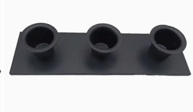 Rectangular Triple Wrought Iron Taper Holder