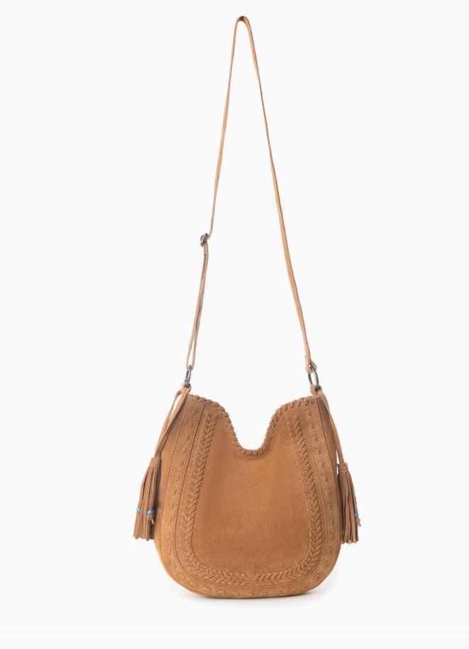Myra Savannah Sunset Fringed Leather Bag in Deep Mocha