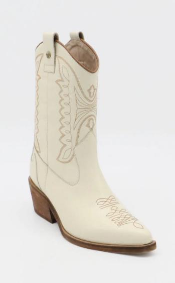 Unstoppable Western Cowboy Boot Off White Leather