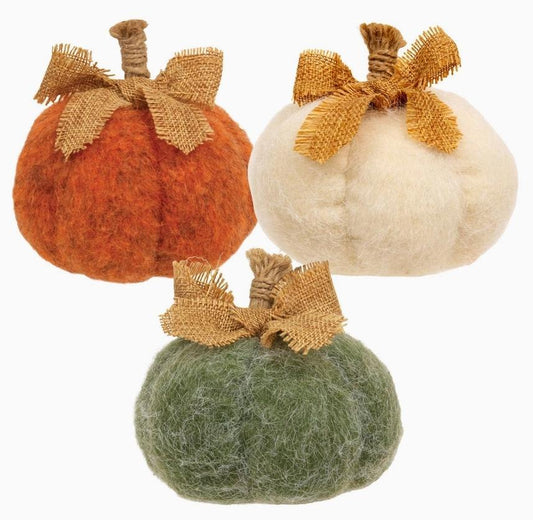 Plush Pumpkin with Burlap Bow Assorted