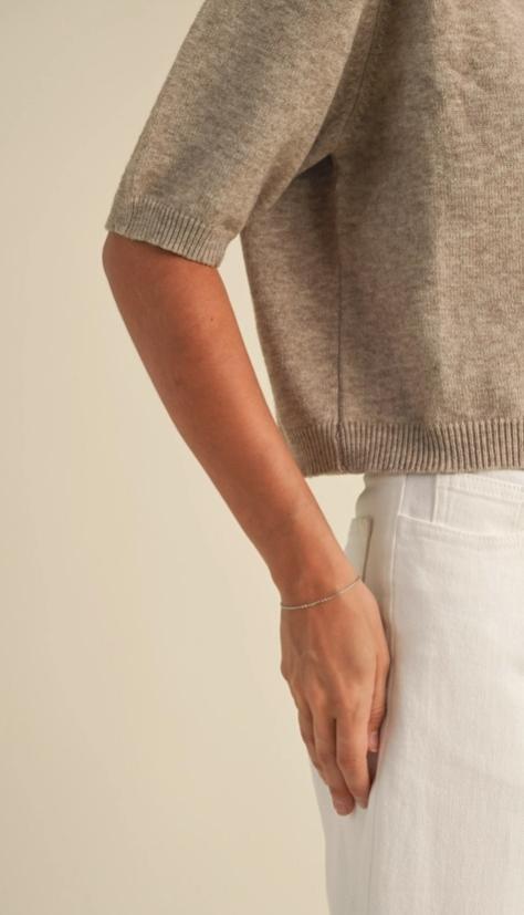 Short Sleeve Sweater Top (Mocha)