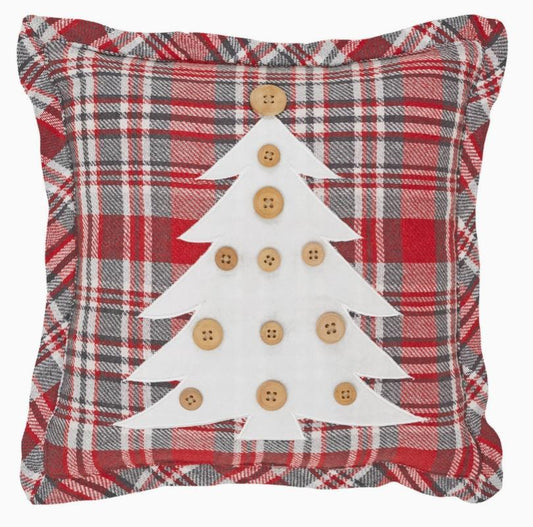 Gregor Plaid Button Tree Pillow