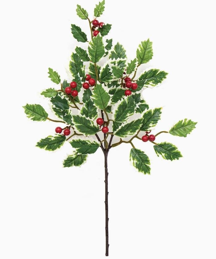 Mini Holly Leaves & Berries Pick