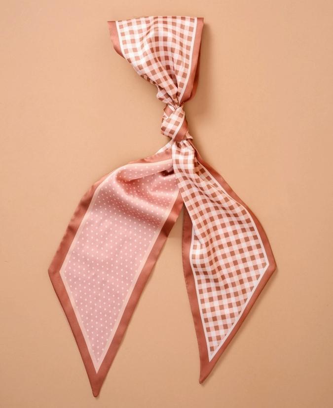 The Darling Effect Twirl & Tie Scarf Accessory Gingham Tan
