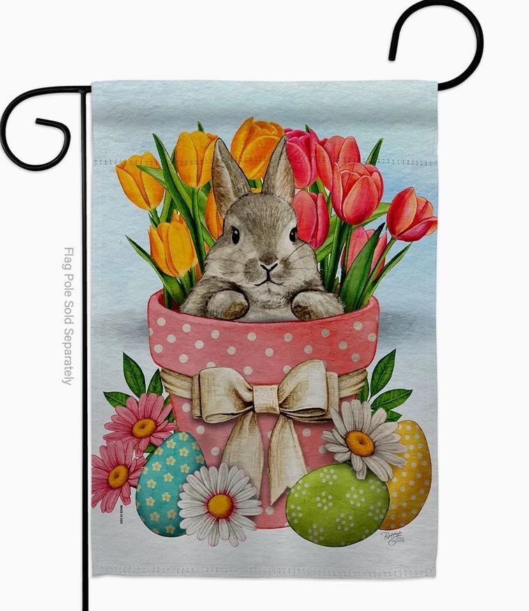 Bunny Tulips Easter Garden Friends Floral Garden Flag