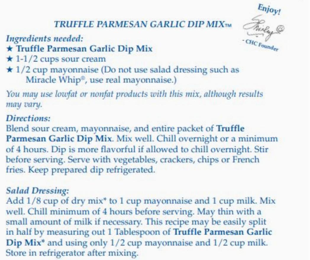 Country Home Creations Truffle Parmesan Garlic Dip Mix