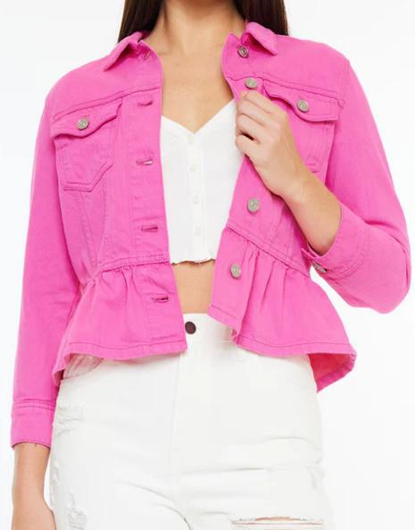 Classic Fit Peplum Jacket (Hot Pink)