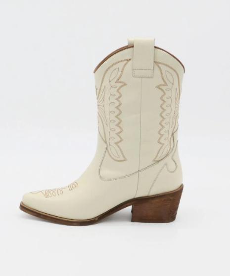 Unstoppable Western Cowboy Boot Off White Leather