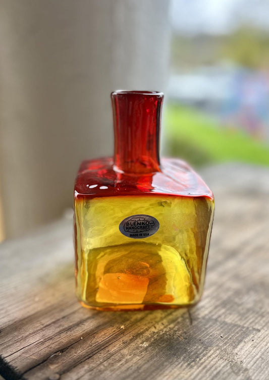 Blenko Glass Small Square Vase (Two-Tone Ombre)