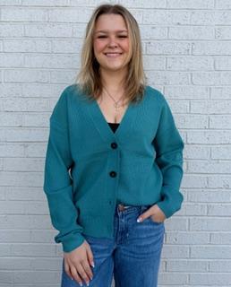 Viscose Sweater Cardigan (Dusty Teal)