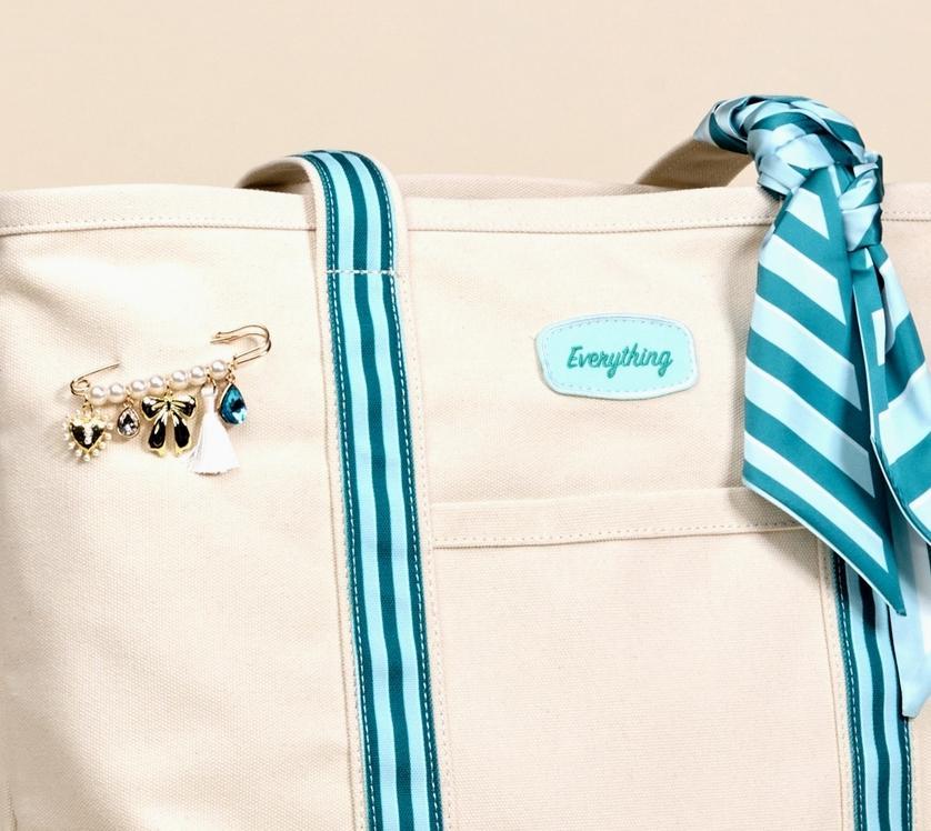 The Darling Canvas Tote Bag Sicily Stripes Teal