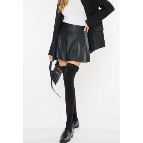 Milicent Mid Rise Faux Leather Skirt