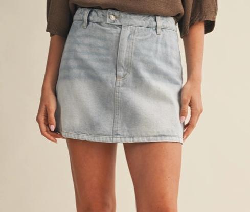 Light Denim Wash Mini Skort