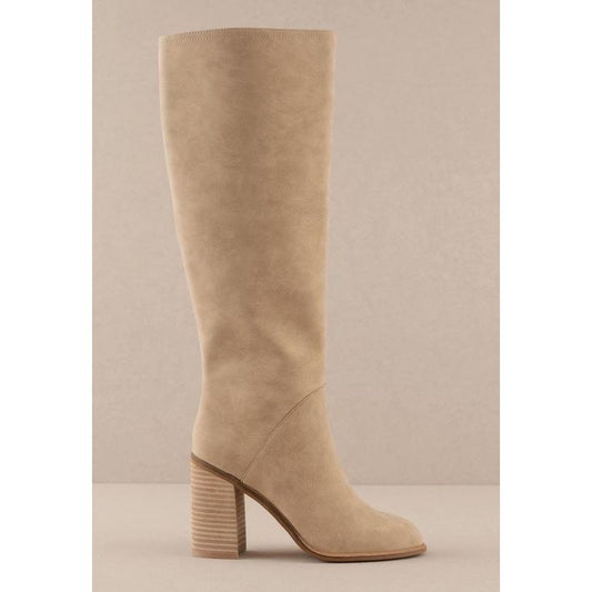 The Shiloh | Khaki Knee High Block Heel Boot