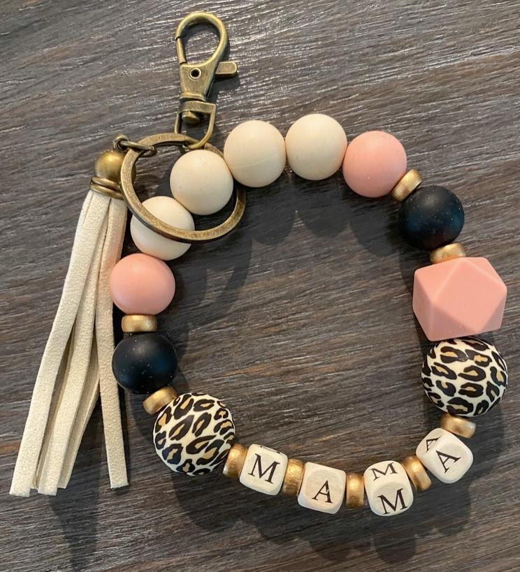 Silicone Name Block Keychain Wristlet