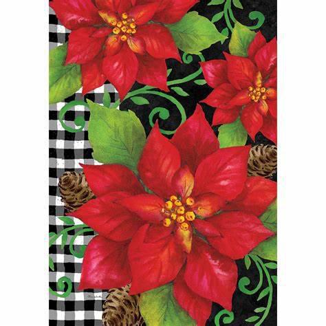 Poinsettia Check Flag