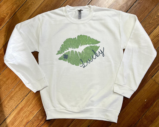 Lucky Lips St. Patrick's Day Crewneck Sweatshirt