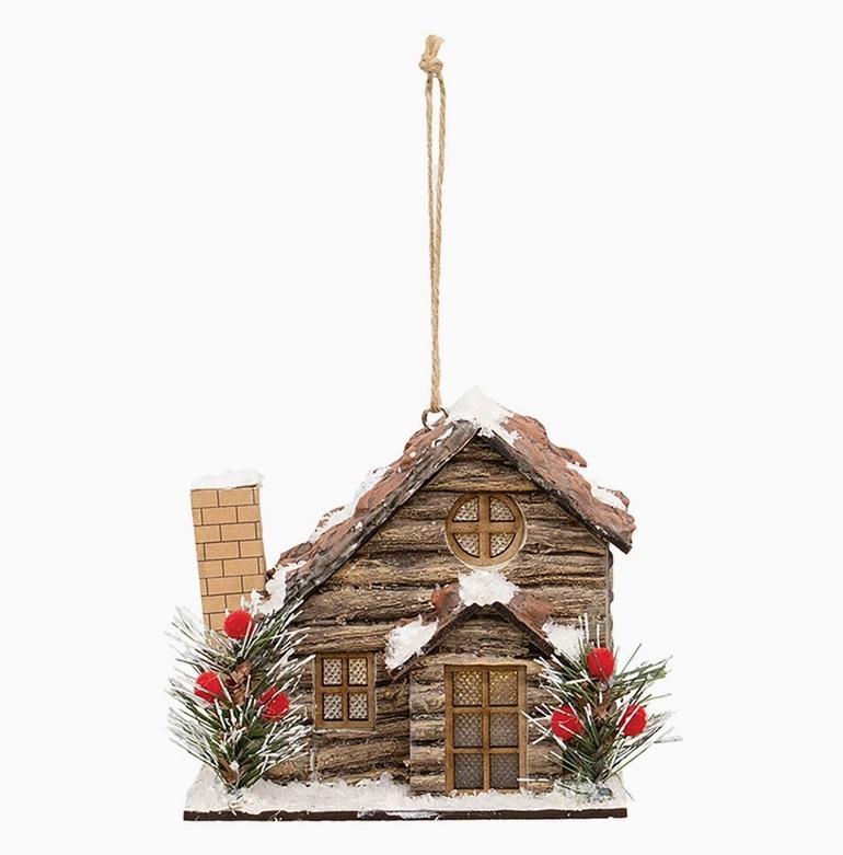 Led Winter Lodge House Ornament