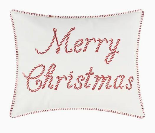 Peppermint Plaid Merry Christmas Throw Pillow