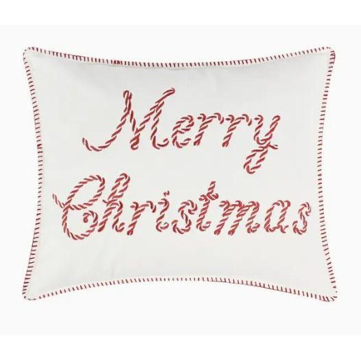 Peppermint Plaid Merry Christmas Throw Pillow