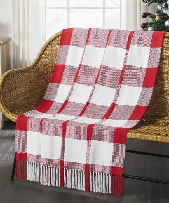 Annie Red Check Woven Throw