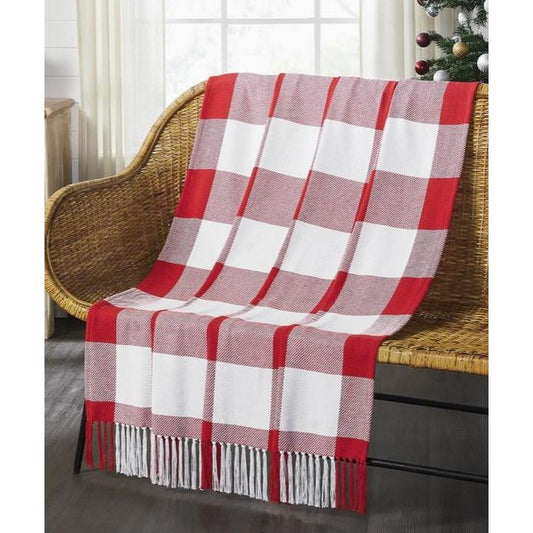 Annie Red Check Woven Throw