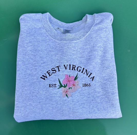 Embroidered West Virginia State Flower Crewneck