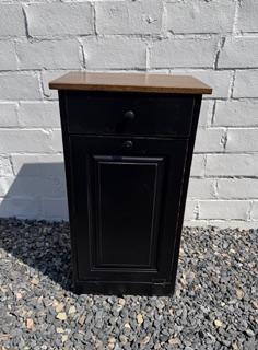 Amish Made Single Trash Can (Black with Oak Top)