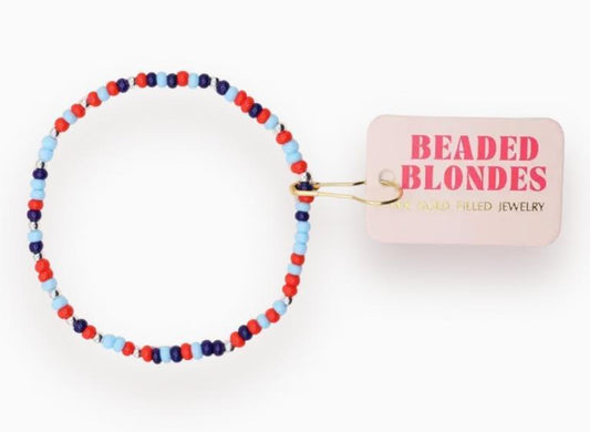 Beaded Blondes Bright Red and Blues Sprinkle Bracelet