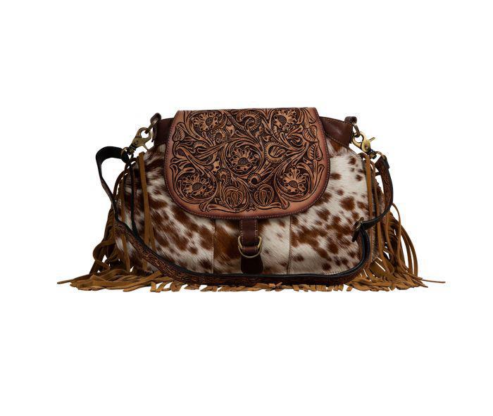 Myra Classic Country Fringed Hand-Tooled Bag (S-7521)