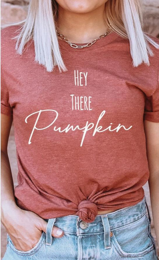 Hey There Pumpkin Graphic Tee (Heather Clay)