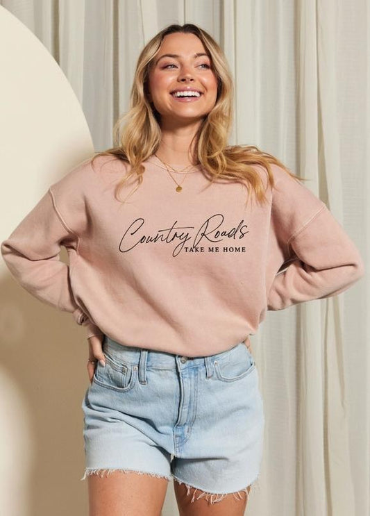 Country Roads Mineral Graphic Sweatshirt (Soft Pink)