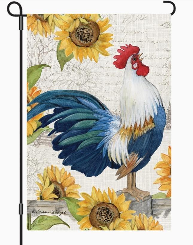 13 in. Elite Oversized Garden Flag - Rooster Sunflower