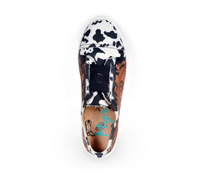 Myra Cowprint with Handtooling Sneaker (S-5768)