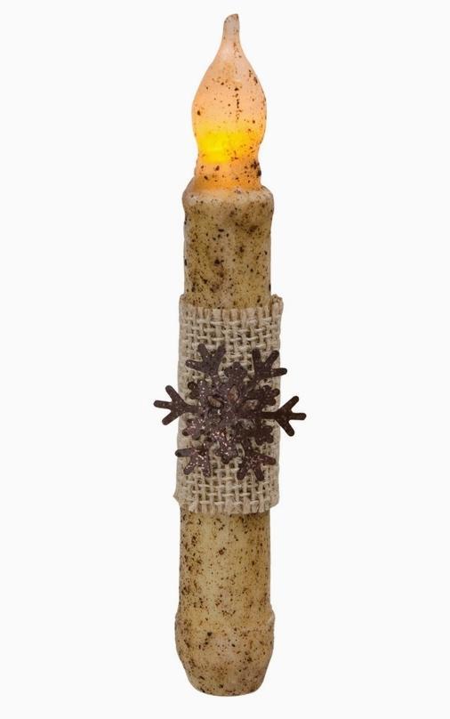 Burnt Ivory Burlap w/ Snowflake Taper