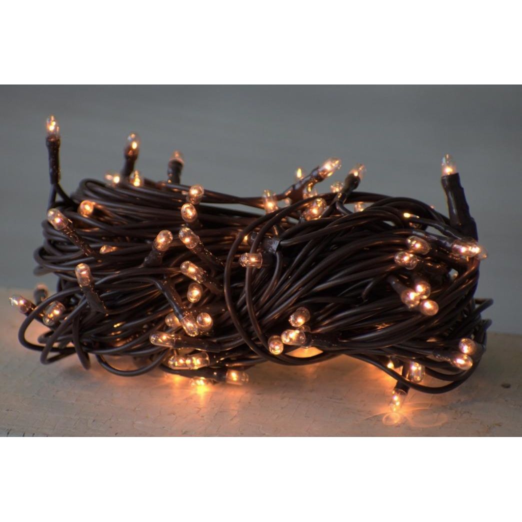 20 Bulb Primitive Rice String Lights 5ft Brown Cord