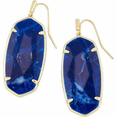 Kendra Scott Elle Faced Earrings in Navy Abalone